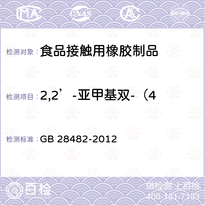 2,2’-亚甲基双-（4-甲基-6-叔丁基苯酚） 婴幼儿安抚奶嘴安全要求 GB 28482-2012