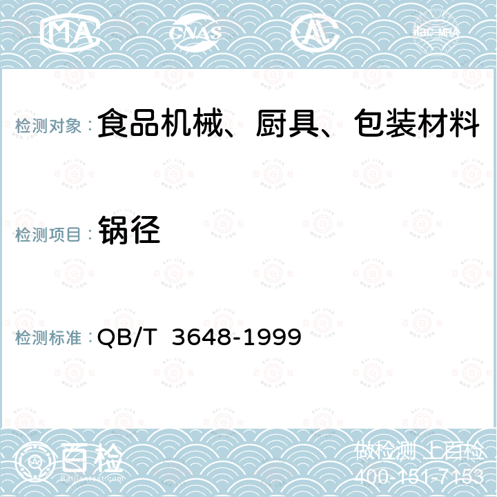 锅径 铸铁锅QB/T 3648-1999　2.4