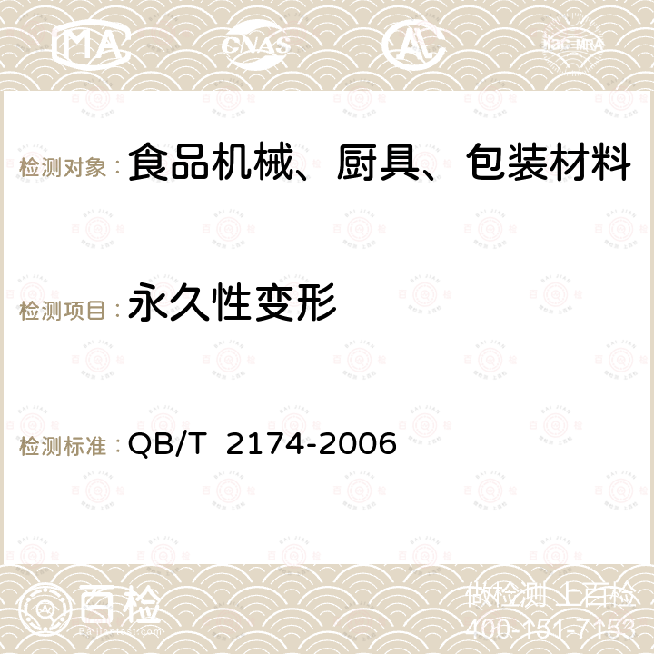 永久性变形 不锈钢厨具QB/T 2174-2006　7.4.1