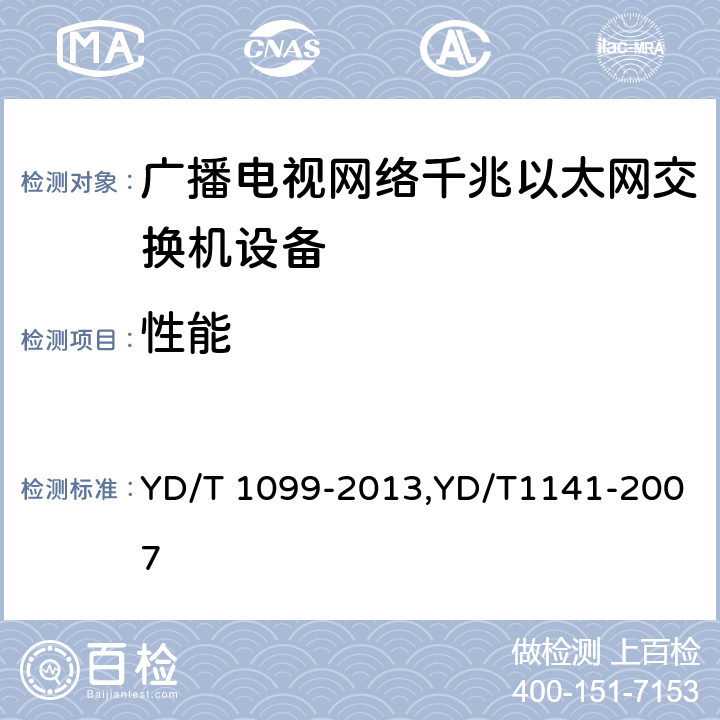 性能 以太网交换机技术要求,千兆比以太网交换机测试方法 YD/T 1099-2013,YD/T1141-2007 9