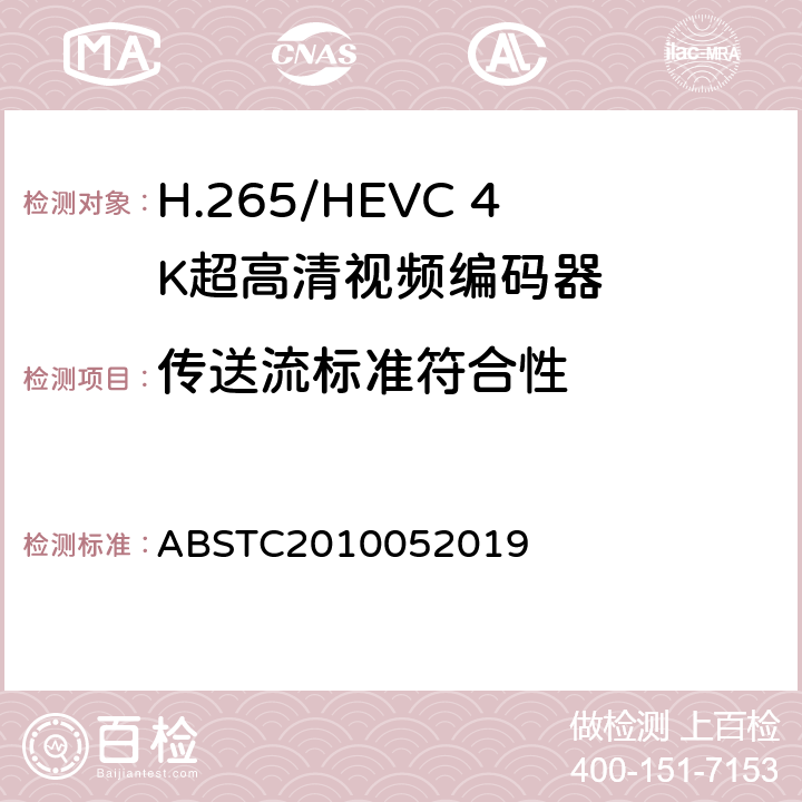 传送流标准符合性 H.265/HEVC 4K超高清视频编码器测试方案 ABSTC2010052019 6.4