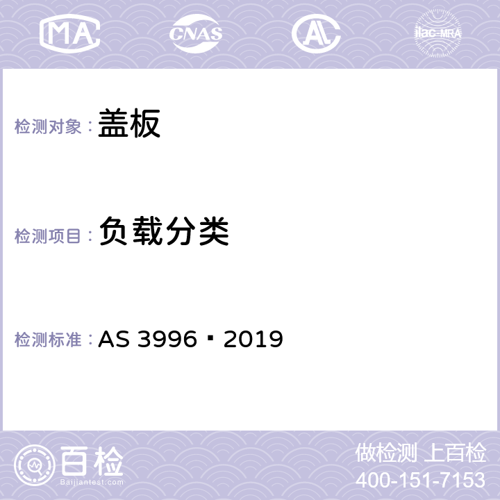 负载分类 盖板 AS 3996—2019 3.1