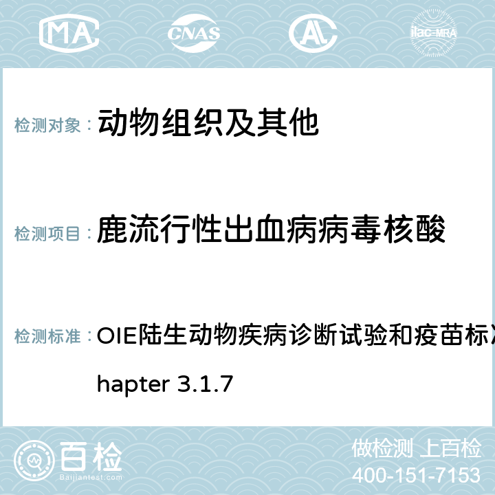 鹿流行性出血病病毒核酸 鹿流行性出血病 OIE陆生动物疾病诊断试验和疫苗标准手册，2021 Chapter 3.1.7