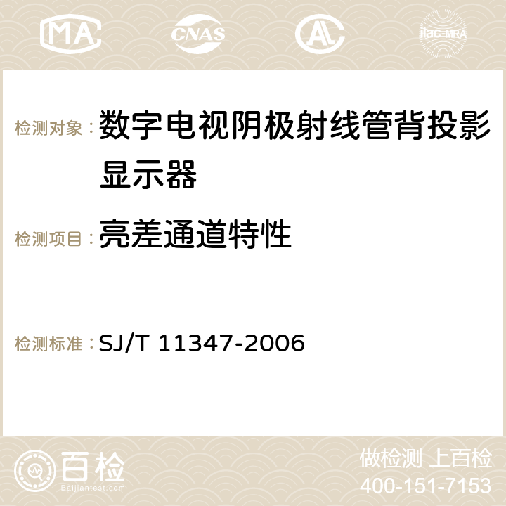 亮差通道特性 数字电视阴极射线管背投影显示器测量方法 SJ/T 11347-2006 6.6