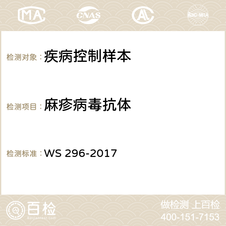 麻疹病毒抗体 麻疹诊断标准 WS 296-2017 附录A