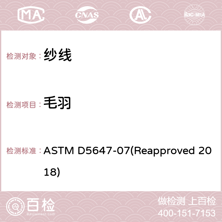 毛羽 ASTM D5647-07 光电法测量纱线的指南 (Reapproved 2018)