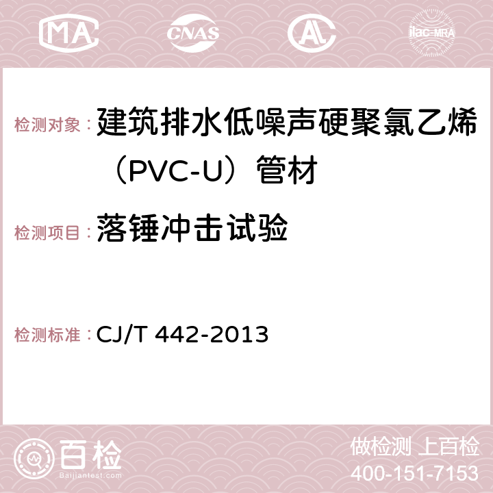 落锤冲击试验 给水用抗冲抗压双轴取向聚氯乙烯（PVC-O）管材及连接件 CJ/T 442-2013 7.9