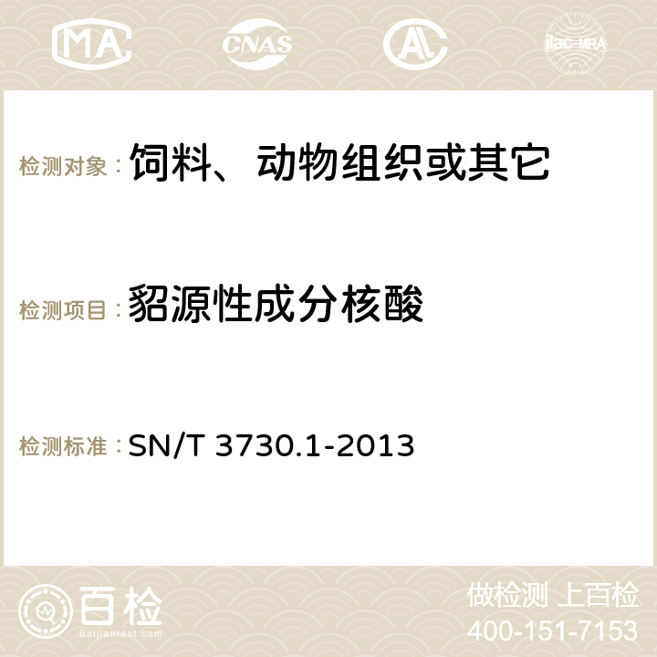 貂源性成分核酸 食品及饲料中常见畜类品种的鉴定方法，第1部分：貂成分检测 实时荧光PCR法 SN/T 3730.1-2013