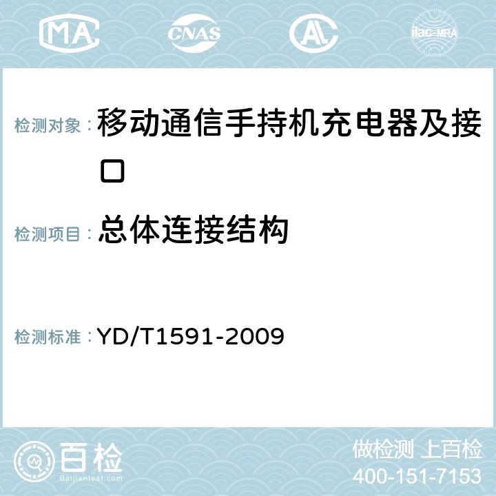 总体连接结构 移动通信终端电源适配器及充电/数据接口技术要求和测试方法 YD/T1591-2009 4.1