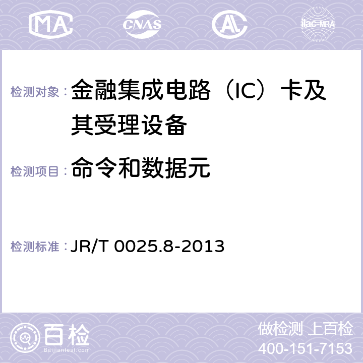 命令和数据元 中国金融集成电路（IC）卡规范 第8部分：与应用无关的非接触式规范 JR/T 0025.8-2013 9