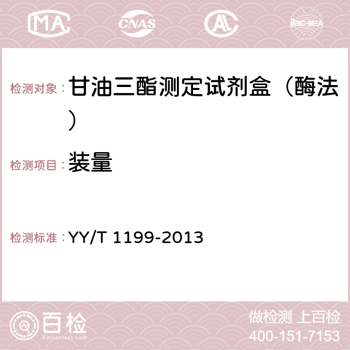 装量 甘油三酯测定试剂盒（酶法） YY/T 1199-2013 5.2