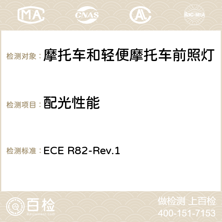 配光性能 关于批准装用卤素灯丝灯泡（HS2）的轻便摩托车前照灯的统一规定 ECE R82-Rev.1 附录3