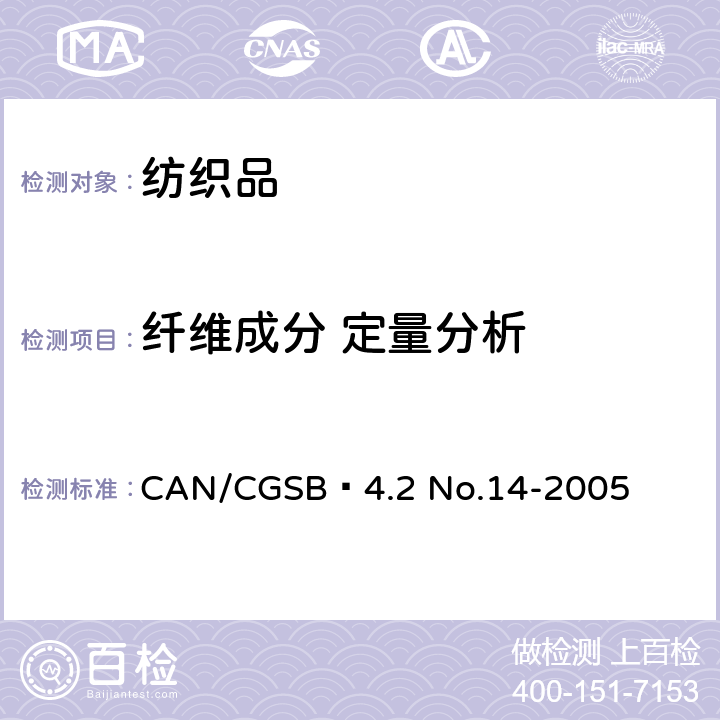 纤维成分 定量分析 纺织纤维混纺产品的定量分析方法 CAN/CGSB–4.2 No.14-2005