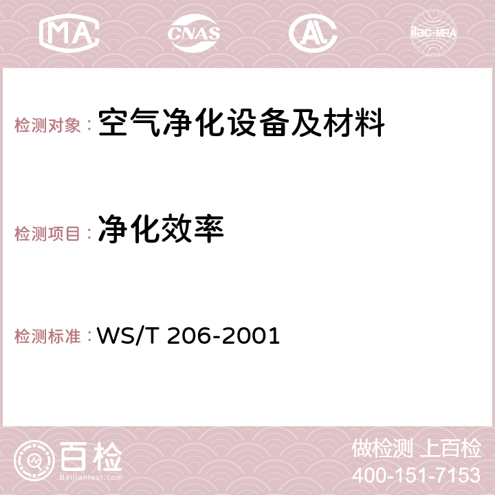 净化效率 WS/T 206-2001 公共场所空气中可吸入颗粒物(PM10)测定方法 光散射法