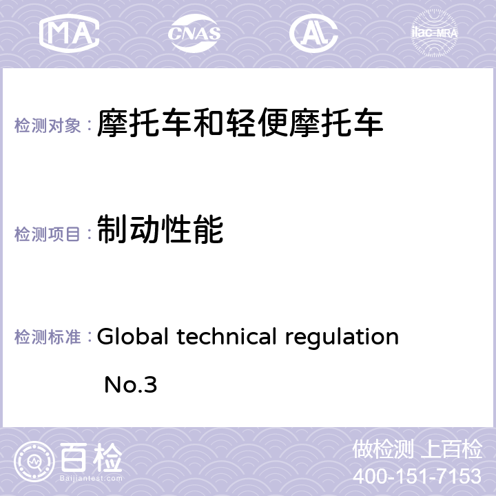 制动性能 摩托车制动系统 Global technical regulation No.3