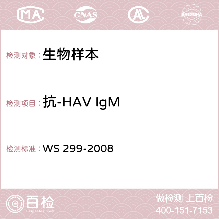 抗-HAV IgM 乙型病毒性肝炎的诊断标准 WS 299-2008 附录A.2