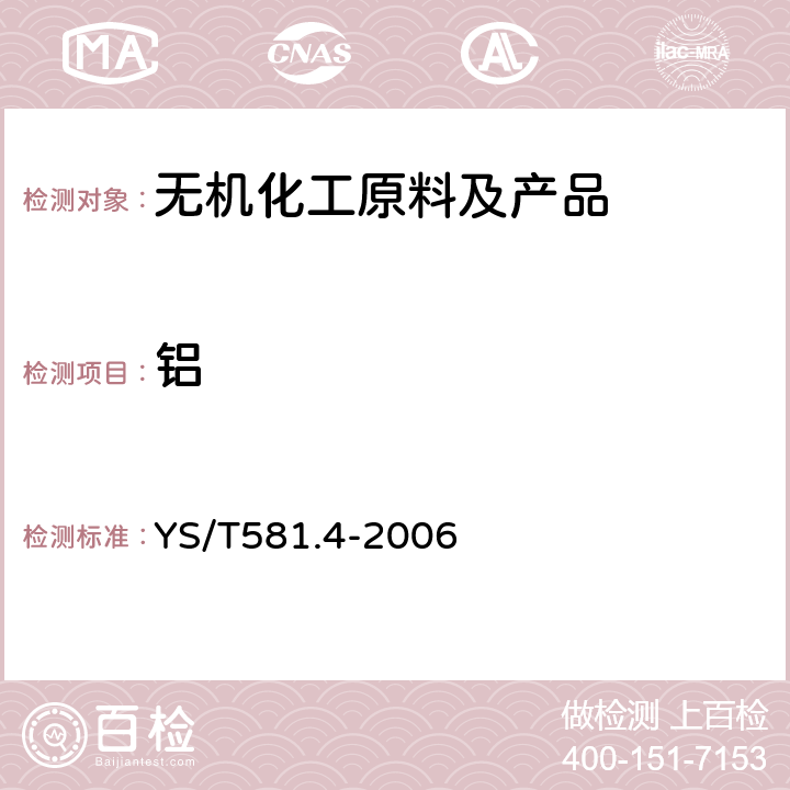 铝 氟化铝化学分析方法和物理性能测定方法第4部分 EDTA容量法测定铝含量 YS/T581.4-2006 6.1