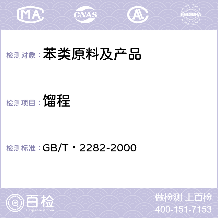 馏程 GB/T 2282-2000 焦化轻油类产品馏程的测定
