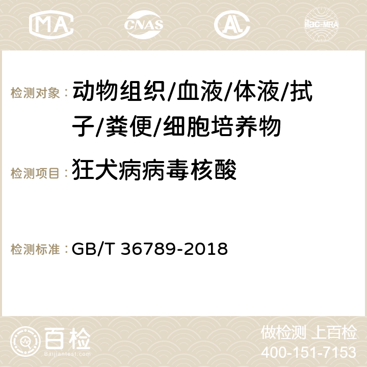 狂犬病病毒核酸 动物狂犬病病毒核酸检测方法 GB/T 36789-2018