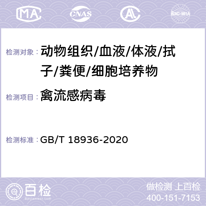 禽流感病毒 GB/T 18936-2020 高致病性禽流感诊断技术