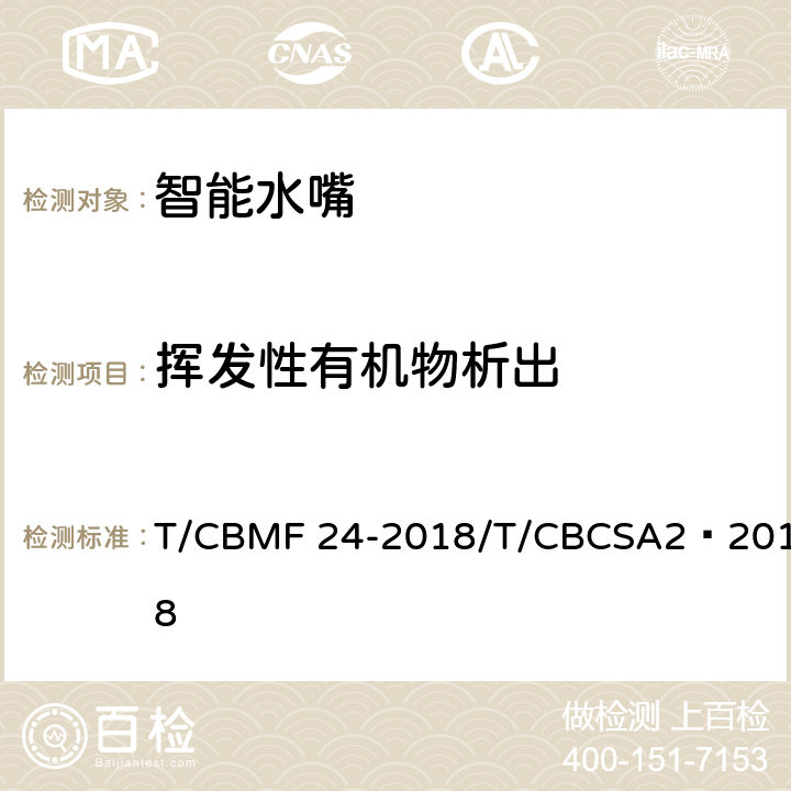挥发性有机物析出 CBMF 24-20 智能水嘴 T/18/T/CBCSA2—2018 附录A,附录B