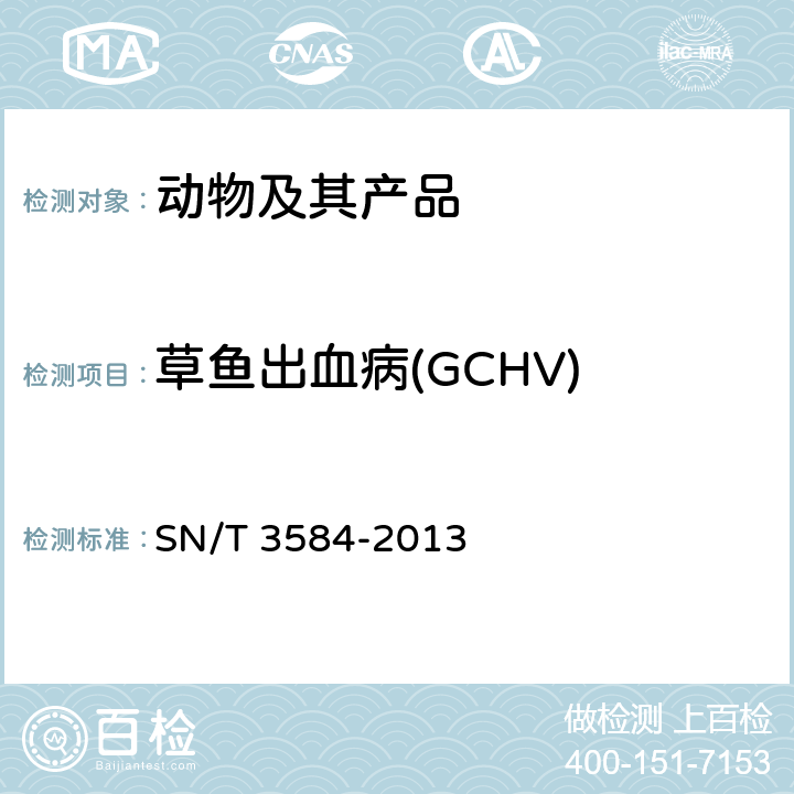 草鱼出血病(GCHV) 草鱼出血病检疫技术规范 SN/T 3584-2013
