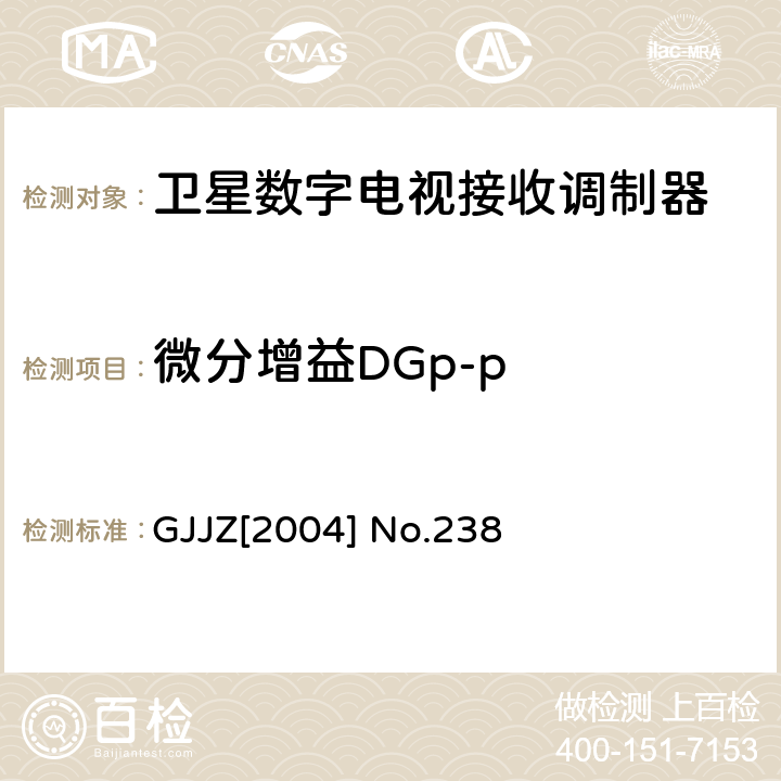 微分增益DGp-p 卫星数字电视接收调制器技术要求第2部分 广技监字 [2004] 238 GJJZ[2004] No.238 3.2