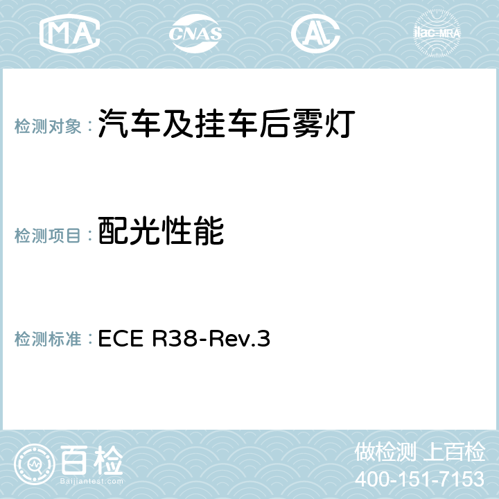 配光性能 关于批准机动车及其挂车后雾灯的统一规定 ECE R38-Rev.3 6、附录3