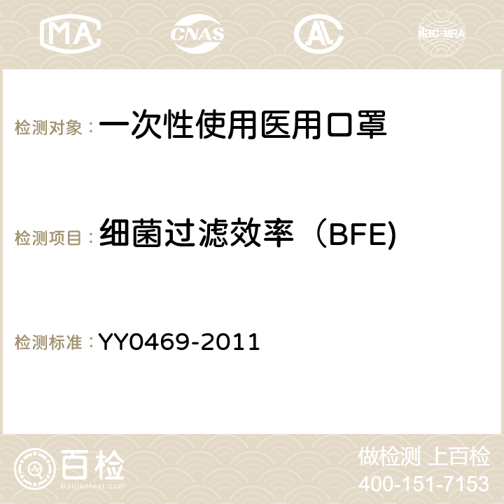 细菌过滤效率（BFE) 医用外科口罩 YY0469-2011 附录B