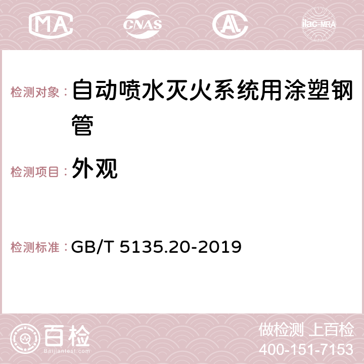 外观 自动喷水灭火系统 第20部分：涂塑钢管 GB/T 5135.20-2019 6.1