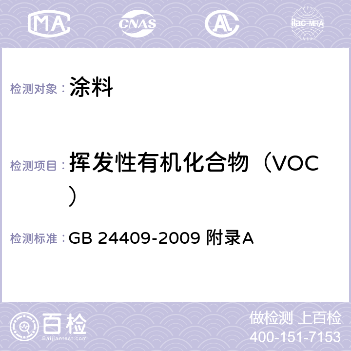 挥发性有机化合物（VOC） 汽车涂料中有害物质限量 GB 24409-2009 附录A
