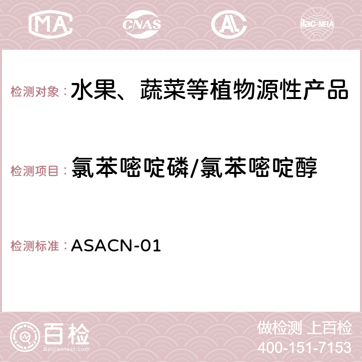 氯苯嘧啶磷/氯苯嘧啶醇 （非标方法）多农药残留的检测方法 气相色谱串联质谱和液相色谱串联质谱法 ASACN-01