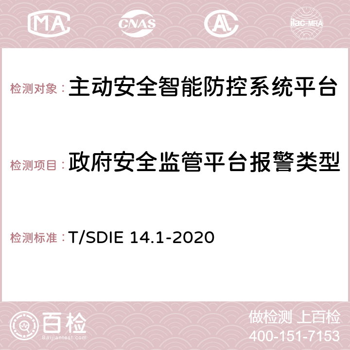 政府安全监管平台报警类型 道路运输车辆主动安全智能防控系统第 1 部分：平台技术规范 T/SDIE 14.1-2020 5.2.2