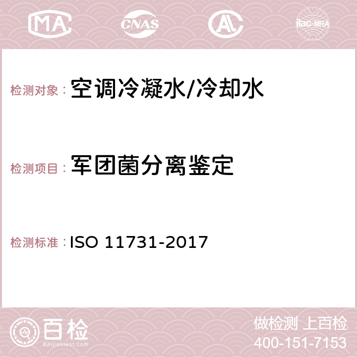 军团菌分离鉴定 水质 军团菌计数 ISO 11731-2017