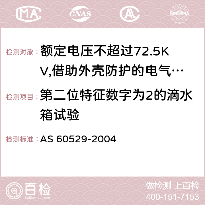 第二位特征数字为2的滴水箱试验 外壳防护等级（IP代码） AS 60529-2004