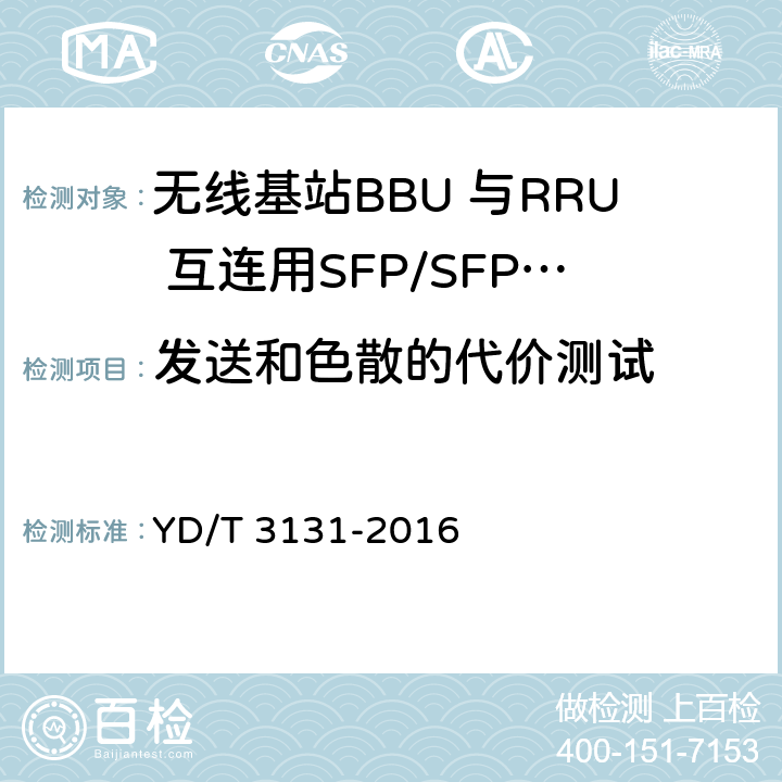 发送和色散的代价测试 YD/T 3131-2016 无线基站BBU与RRU互连用SFP/SFP+光收发合一模块