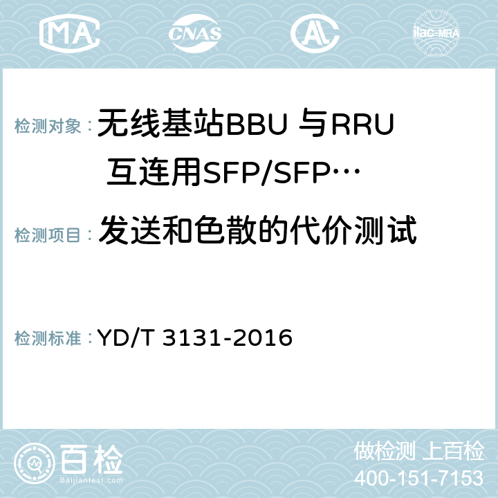 发送和色散的代价测试 无线基站BBU 与RRU 互连用SFP/SFP+光收发合一模块 YD/T 3131-2016 5.2.3