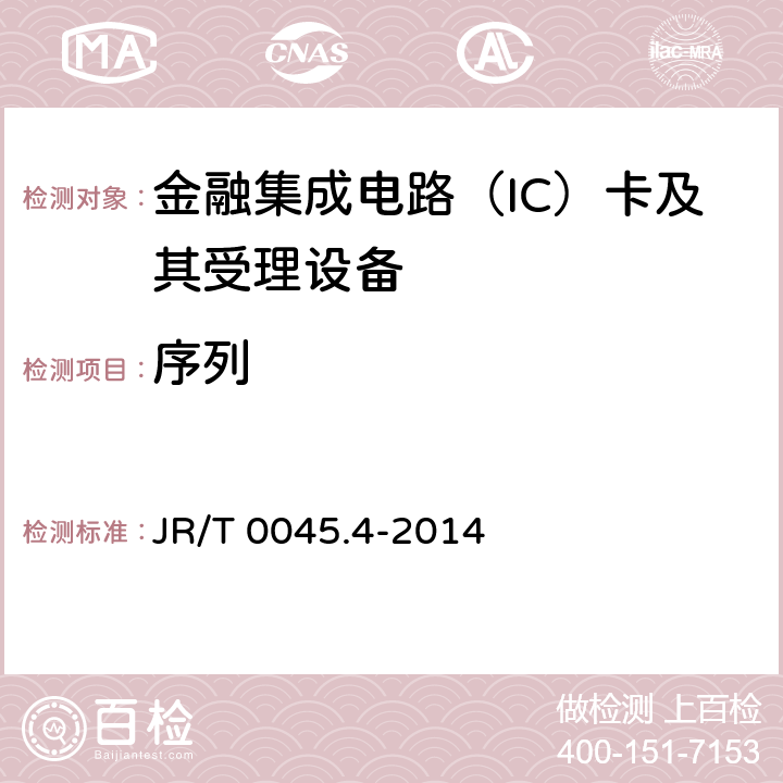 序列 JR/T 0045.4-2014 中国金融集成电路（IC）卡检测规范 第4部分：非接触卡片检测规范