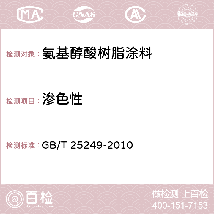 渗色性 氨基醇酸树脂涂料 GB/T 25249-2010 5.18