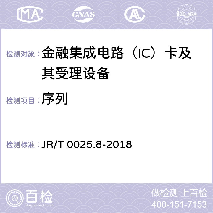 序列 JR/T 0025.8-2018 中国金融集成电路（IC）卡规范 第8部分：与应用无关的非接触式规范