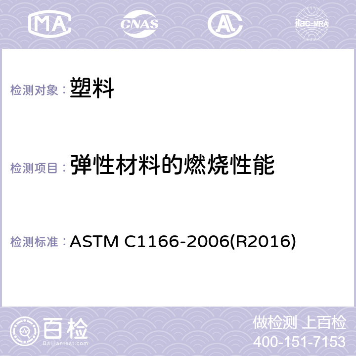 弹性材料的燃烧性能 ASTM C1166-2006 致密和多孔弹性垫圈及附件的火焰传布试验方法