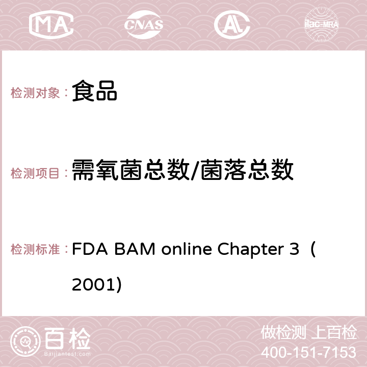 需氧菌总数/菌落总数 需氧菌总数 FDA BAM online Chapter 3 (2001)