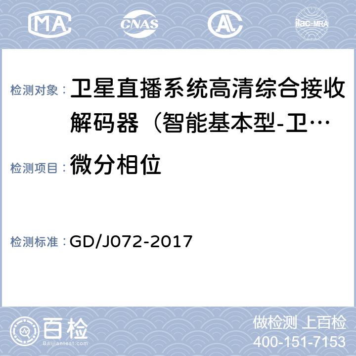 微分相位 卫星直播系统综合接收解码器（智能基本型-卫星地面双模）技术要求和测量方法 GD/J072-2017 5.2