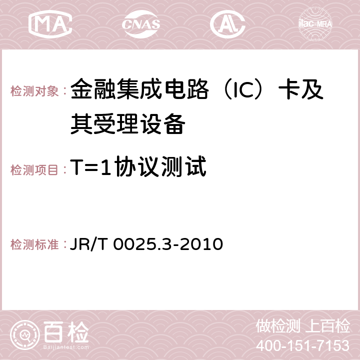 T=1协议测试 中国金融集成电路（IC）卡规范 第3部分：与应用无关的IC 卡与终端接口规范 JR/T 0025.3-2010 9