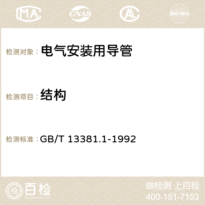 结构 《电气安装用导管的技术要求 通用要求》 GB/T 13381.1-1992 13.4