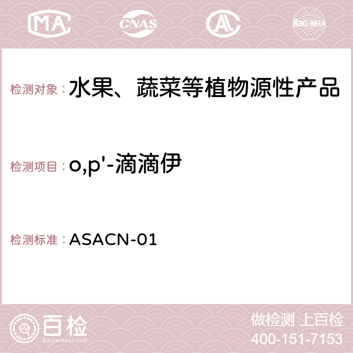 o,p'-滴滴伊 （非标方法）多农药残留的检测方法 气相色谱串联质谱和液相色谱串联质谱法 ASACN-01