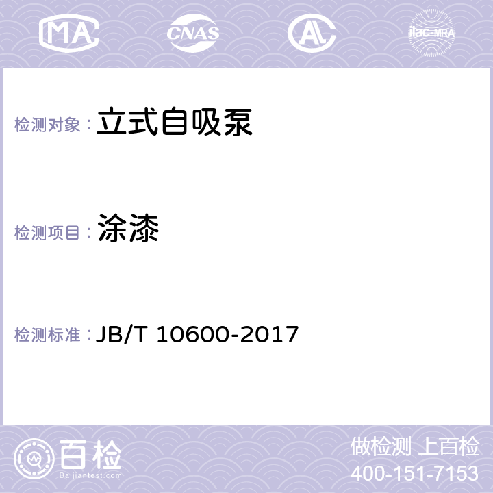 涂漆 立式自吸泵 JB/T 10600-2017 4.11