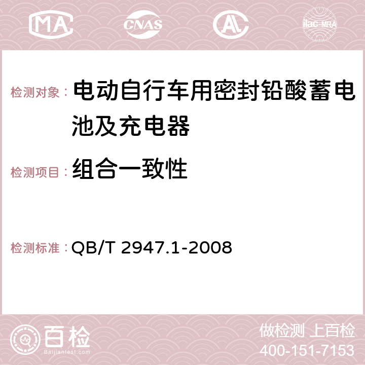 组合一致性 电动自行车用蓄电池及充电器 第1部分：密封铅酸蓄电池及充电器 QB/T 2947.1-2008 6.1.13