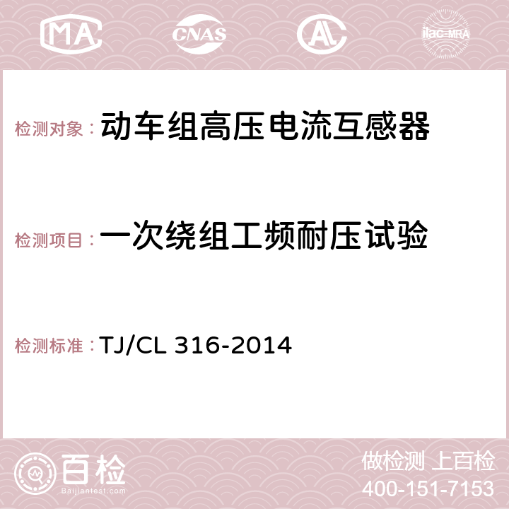 一次绕组工频耐压试验 动车组高压电流互感器暂行技术条件 TJ/CL 316-2014 6.4.1