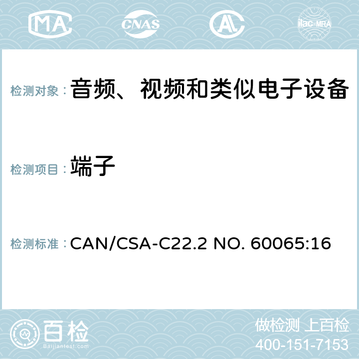 端子 音视频设备 安全 第一部分：通用要求 CAN/CSA-C22.2 NO. 60065:16 15